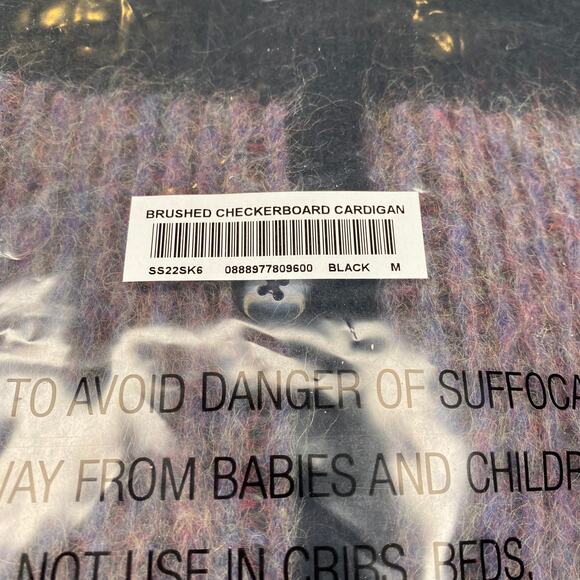 Supreme Brushed Grid Cardigan Black SS22 Size Medium - Picture 5 of 7